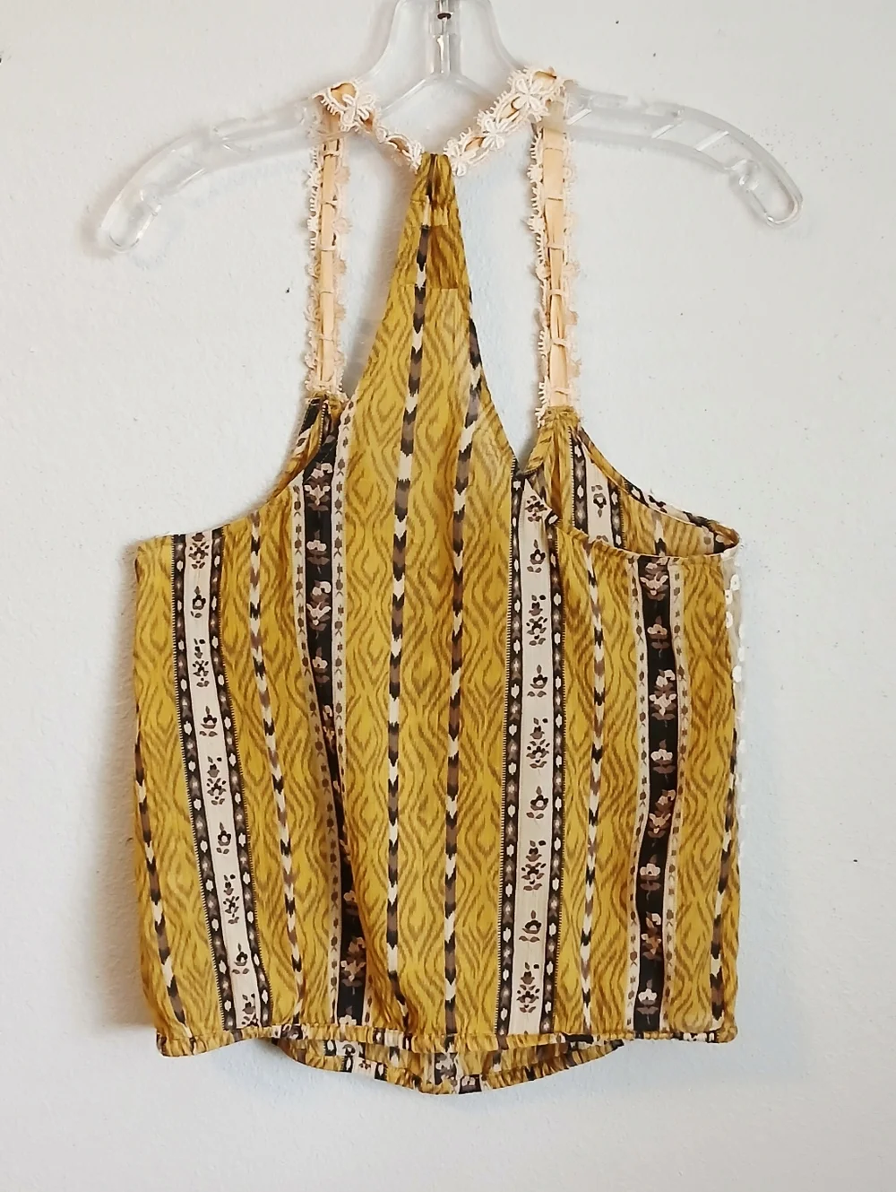 Free People Embroidered Sequin Tank Top Boho Mixed Media Size XS